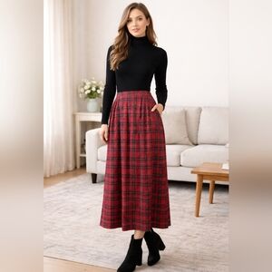 Portraits by Northern Isles Plaid Brocade Maxi Skirt – Size 8